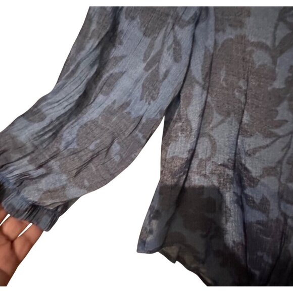 Olivia & Martin Womens Floral Sheer Tie-Front Blouse V-Neck 3/4 Sleeves Lightwei - Picture 8 of 9